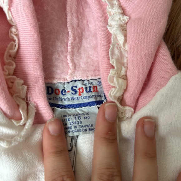 Adorable toddler girls ruffle frilly pink vintage hoodie - Picture 5 of 6